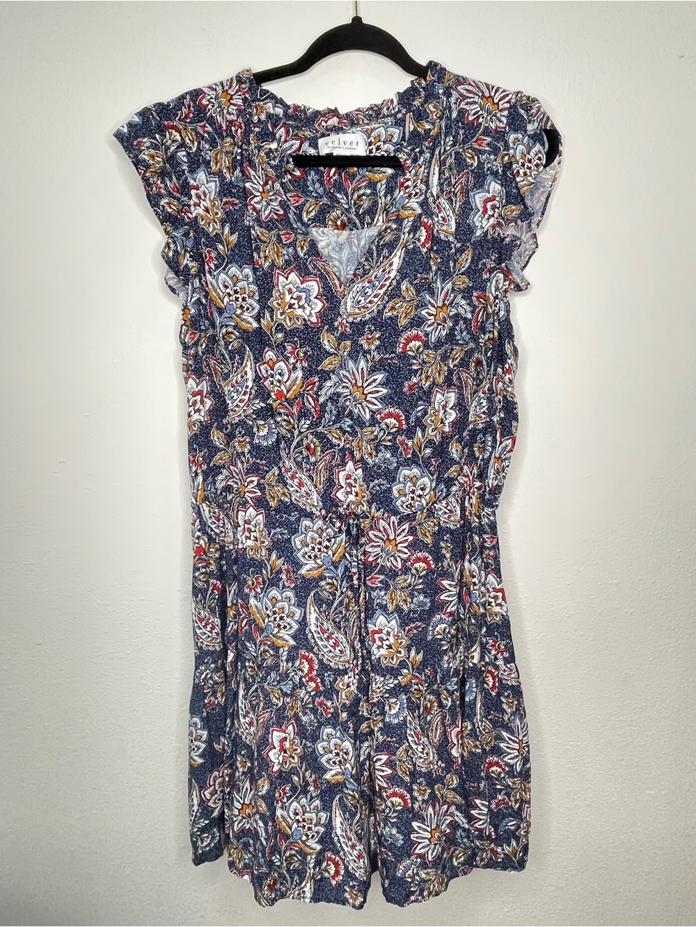 Velvet by Graham and Spencer Paloma Tie Waist Floral Dress XL Made In USA Boho